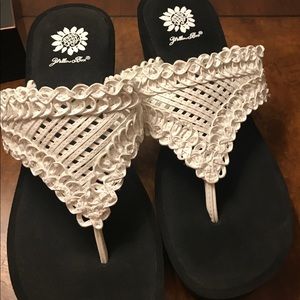 Yellow Box Thong Wedges